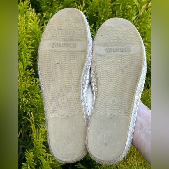 Soludos Barca Espadrille Peach and Cream Canvas Upper  Flat Size 9 flawed - Picture 7 of 16